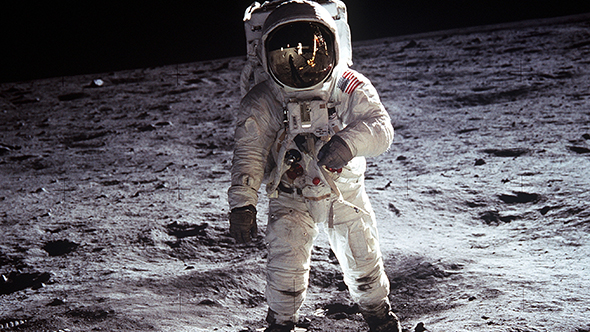 Buzz Aldrin auf dem Mond. Das Foto hat Neil Armstrong gemacht. Die beiden waren die ersten Menschen, die den Mond betreten haben. Bild: NASA