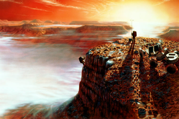 Menschen auf dem Mars – was könnte dort passieren? Hier ein Bild, das Zeichner der NASA angefertigt haben. Bild: NASA