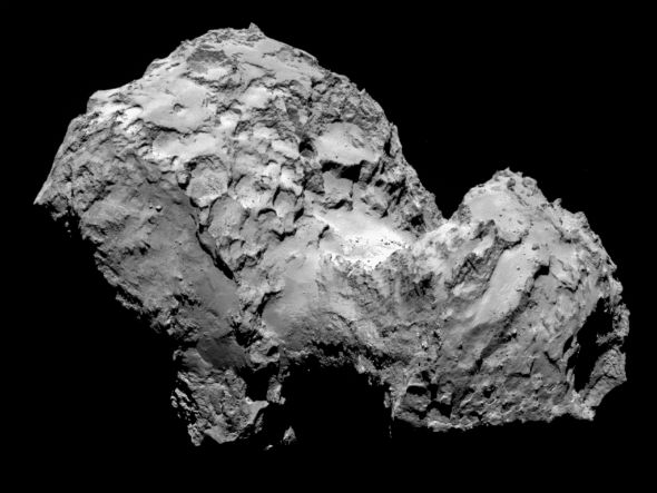 Dieses Bild zeigt den Kometen aus Sicht der Rosetta-Sonde am 3. August aus rund 280 Kilometern Distanz. Bild: ESA/Rosetta/MPS for OSIRIS Team MPS/UPD/LAM/IAA/SSO/INTA/UPM/DASP/IDA