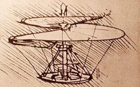 Die Skizze einer Luftschraube von Leonardo da Vinci. Bild: British Museum, London