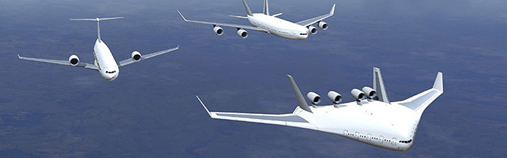 Künstlerische Darstellung von möglichen Flugzeug-Typen der Zukunft. Bild: Airbus