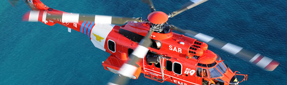 Ein Hubschrauber der Seenotrettung auf dem Weg zu einem Einsatz. Bild: Eurocopter