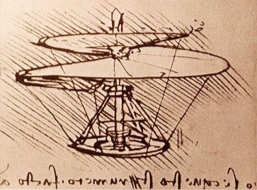 Die Skizze einer Luftschraube von Leonardo da Vinci. 
Bild: British Museum, London