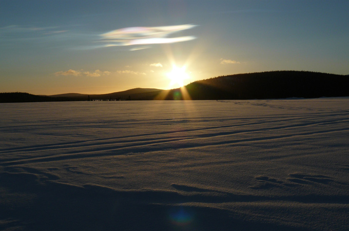 Verschneite Winterlandschaft in Kiruna, dem Startplatz im Norden Schwedens.
Bild: DLR
