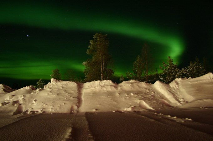 Polarlichter über dem Norden Schwedens – Impressionen aus Kiruna. 
Bild: DLR