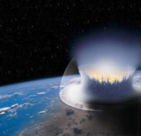 So könnte es aussehen, wenn ein großer Meteorit die Erde trifft. Bild: DLR