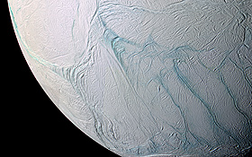 Die eisige Oberfläche von Enceladus.<BR> Bild: NASA, JPL, Space Science Institute