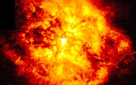 Hier explodiert zwar „nur“ ein Stern. Aber so ähnlich kann man sich auch den Urknall vorstellen. Aus dem Nichts heraus soll dabei das Universum entstanden sein. Bild: NASA, ESA, STScI