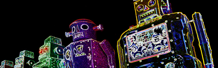 In der Raumfahrt werden besonders „schlaue“ Roboter benötigt. Auch auf der Erde findet die Robotik vielfältige Anwendungen, und zwar nicht nur – wie hier leicht verfremdet gezeigt – in Form von Spielzeug-Robotern. Bild: K.-A.