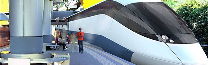 So wie in dieser Fotomontage könnte der „Next Generation Train“ aussehen, wenn er in den Bahnhof einfährt. Bild: DLR