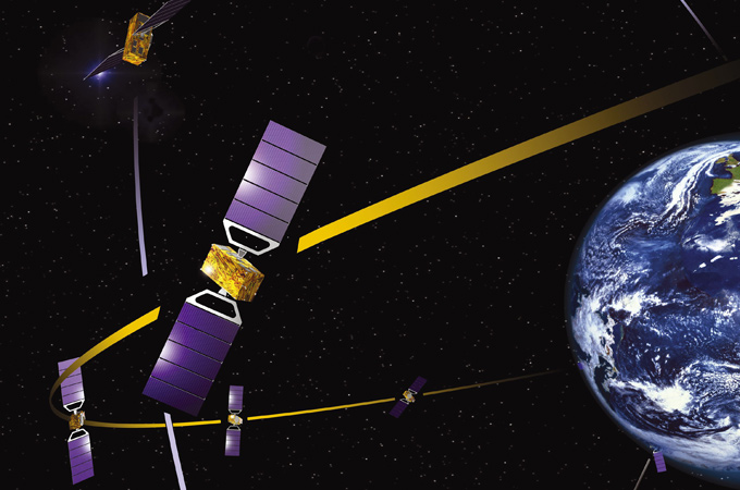 Präzision aus dem Weltraum für den Verkehr auf der Erde: Das europäische Satelliten-Navigationssystem Galileo soll auf den Meter genau zeigen, wo man sich befindet. 
Bild: ESA