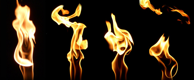 Diese Flammen scheinen zu „tanzen“. Hier wurde ein und dieselbe Flamme mehrmals fotografiert, dann wurden die Einzelbilder nebeneinander angeordnet. Bild: K.-A. 