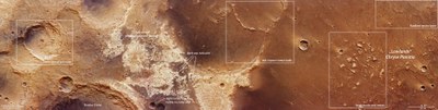 Geologische Strukturen im Mündungsgebiet von Mawrth Vallis