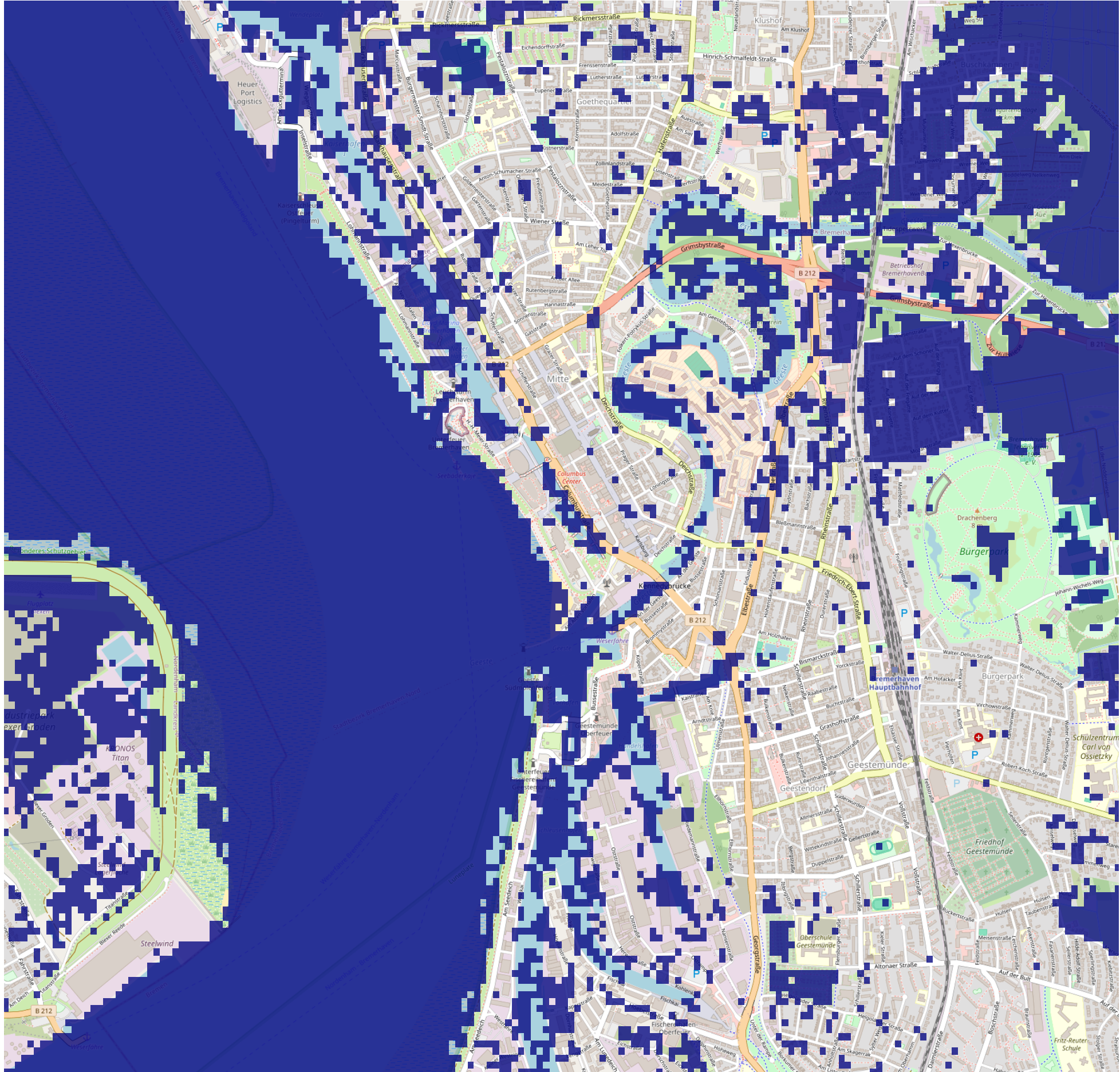 Darstellung von Überflutungsgebieten