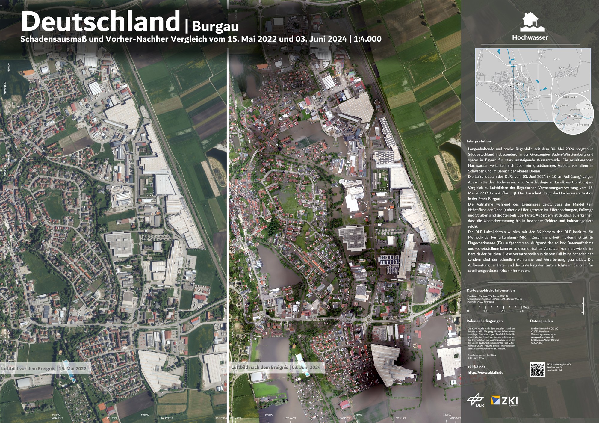 Vorher-Nachher: Schadensausmaß Burgau