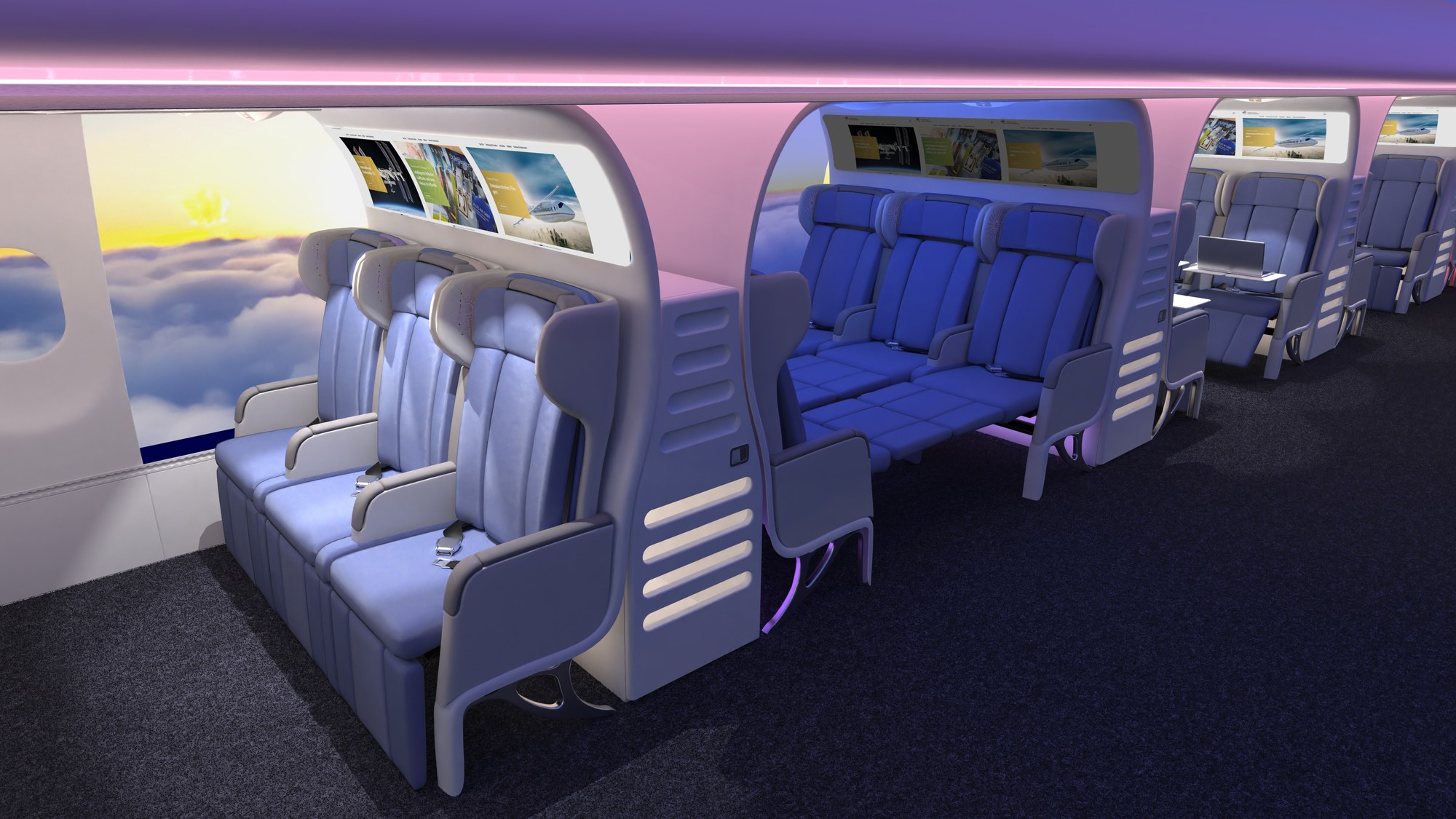 Vom DLR entwickelter Next Generation Comfort Seat zum Schlafsitz ausgeklappt