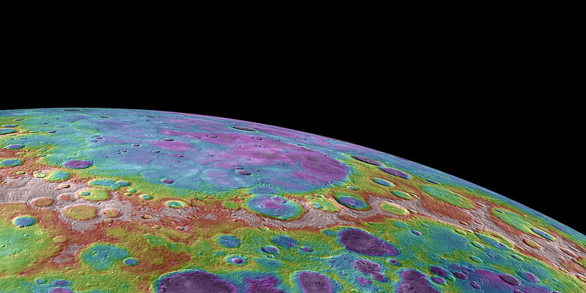 Topographische Ansicht im Norden des Merkur