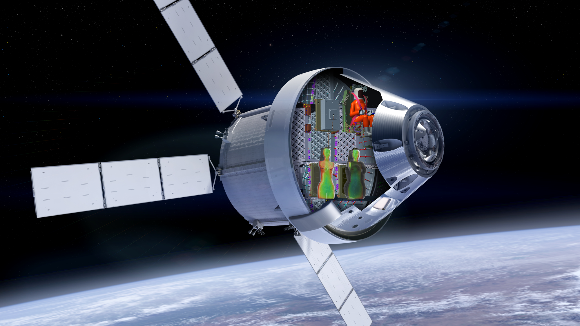 Künstlerische Darstellung der Crew der Artemis-I-Mission zum Mond