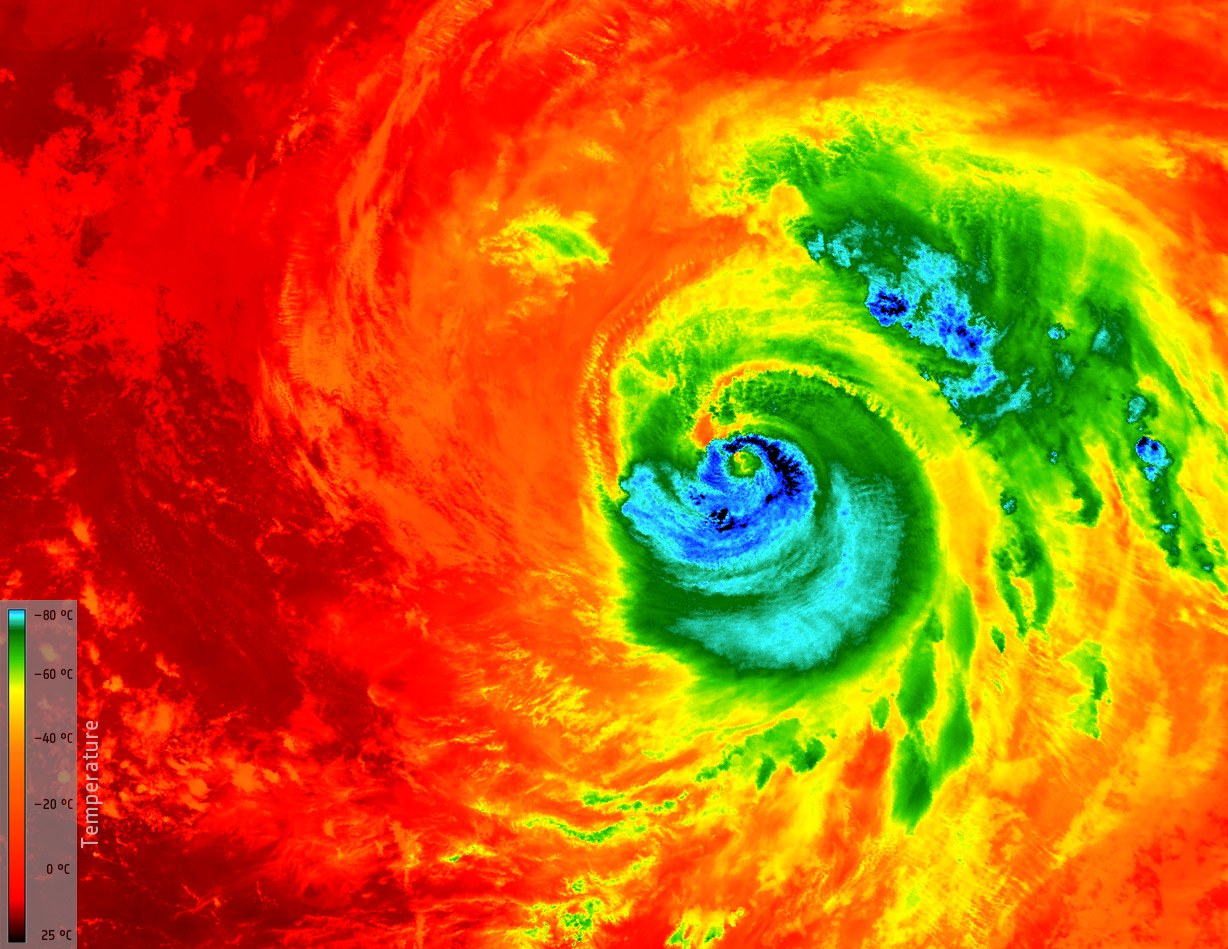 Temperaturverteilung bei Hurrikan Ophelia