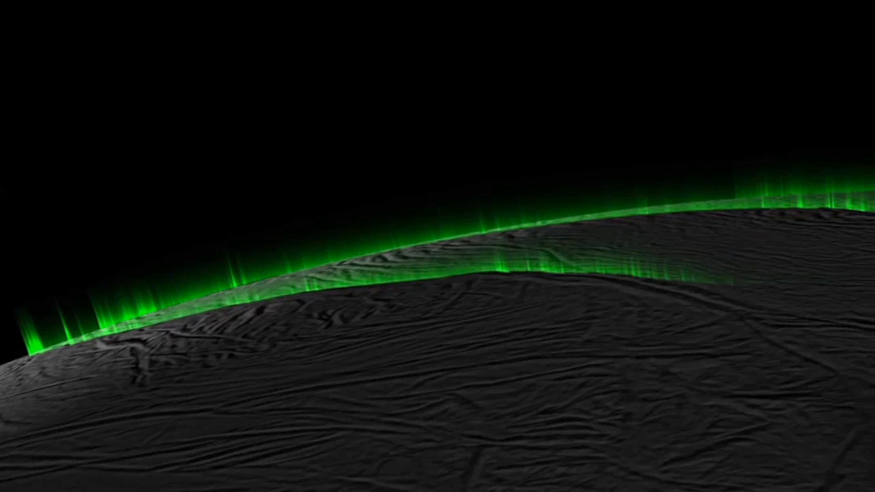 Auf dem Saturnmond Enceladus werden von Vulkanen Eisfontänen ins All geschossen