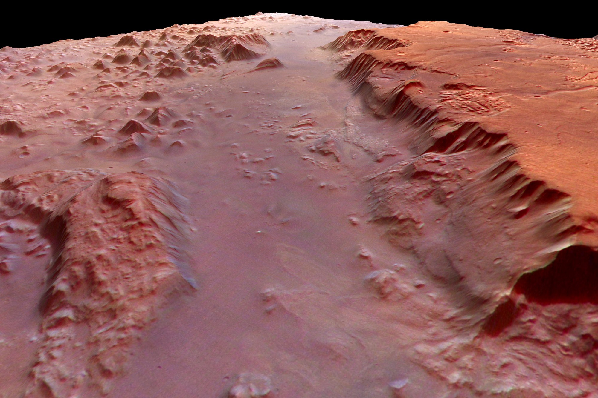Eos Chasma, der südliche Teil des Valles Marineris auf dem Mars