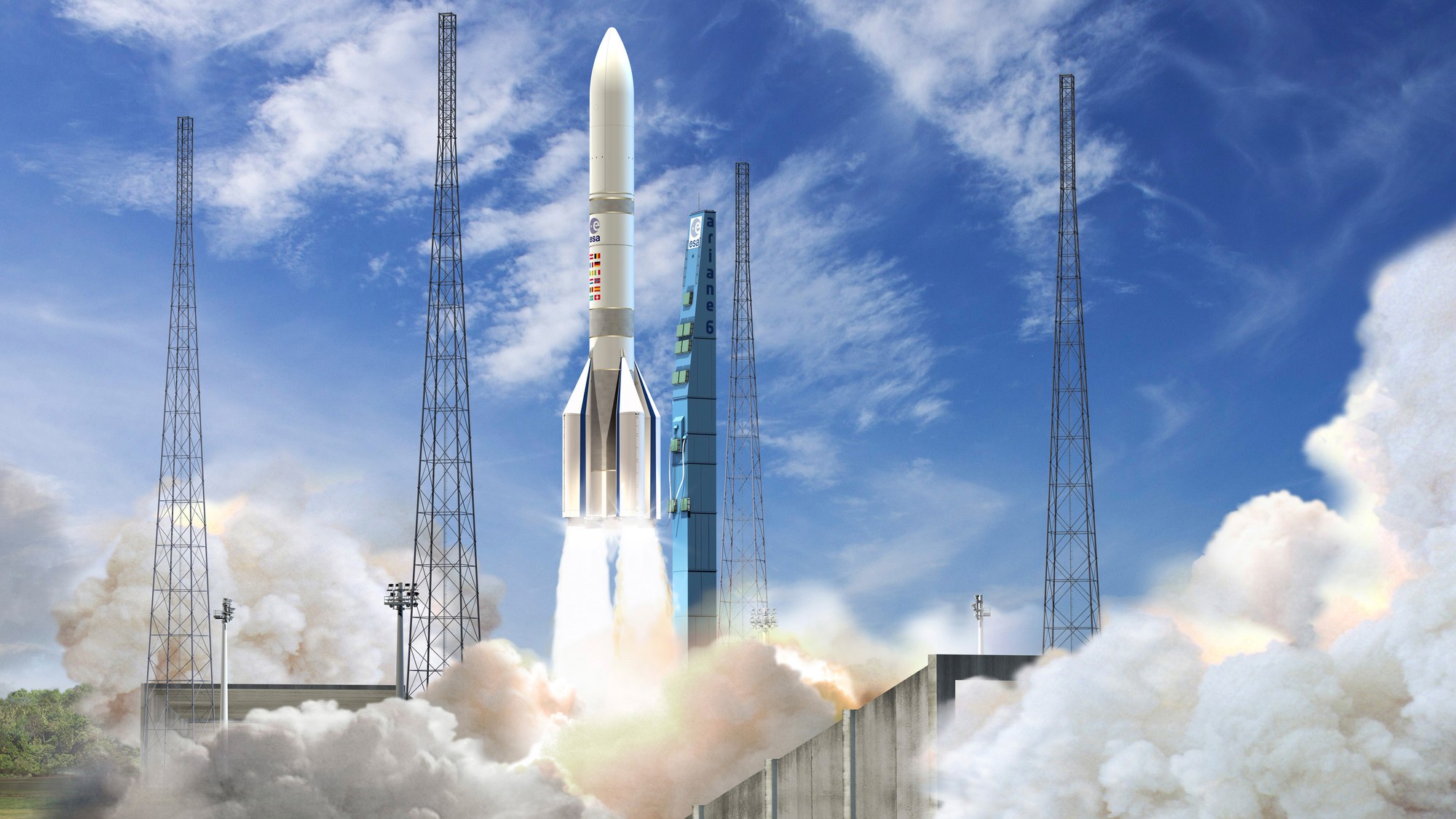 Künstlerische Darstellung der neuen Ariane-6-Trägerrakete
