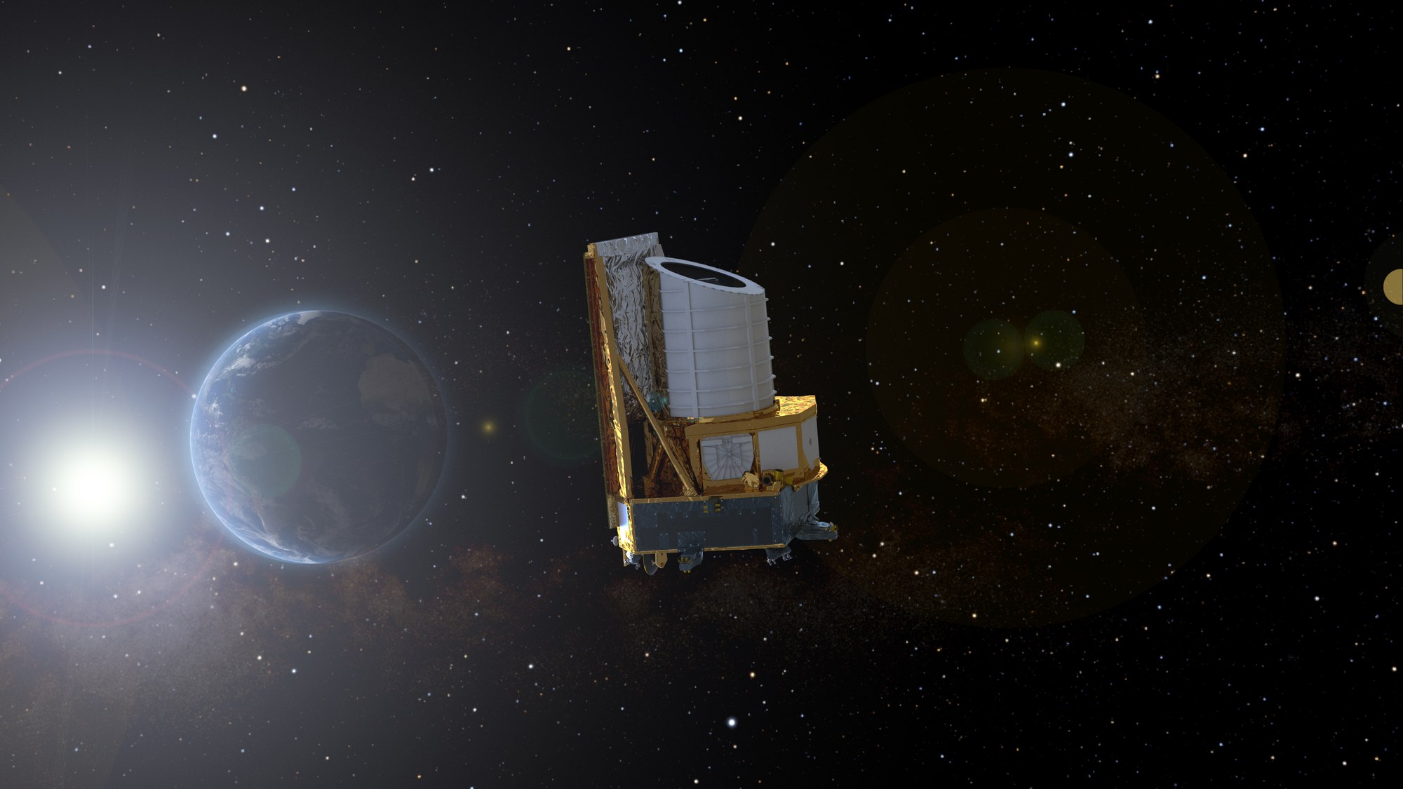 Künstlerische Darstellung des Weltraumteleskops Euclid