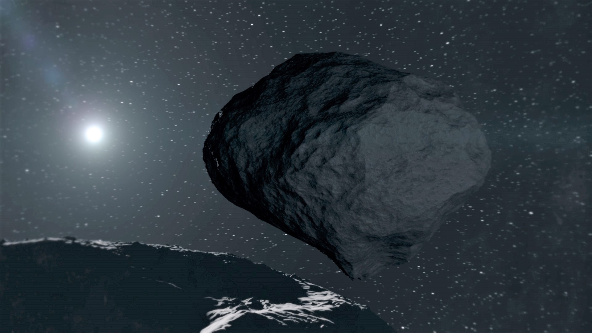 Der Asteroid Dimorphos aus Perspektive des Asteroiden Didymos