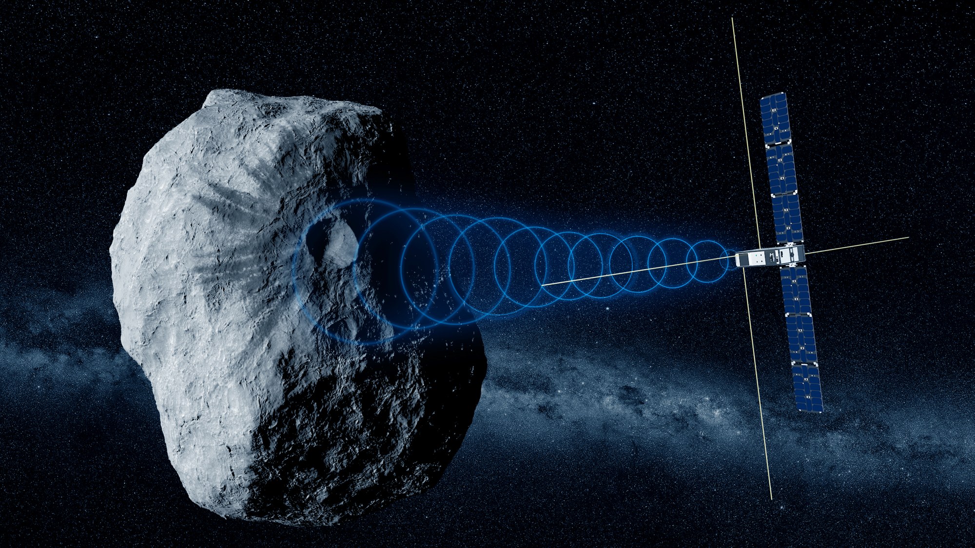 Der Kleinsatellit Juventas untersucht die innere Struktur des Asteroiden Dimorphos