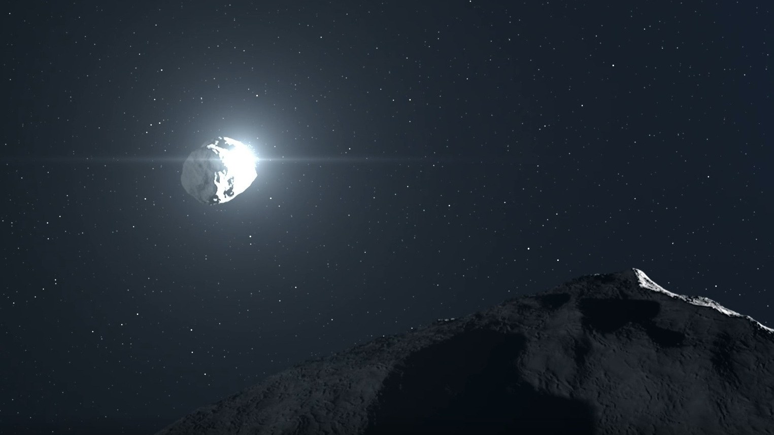 Die Raumsonde DART schlägt auf dem Asteroiden Dimorphos ein