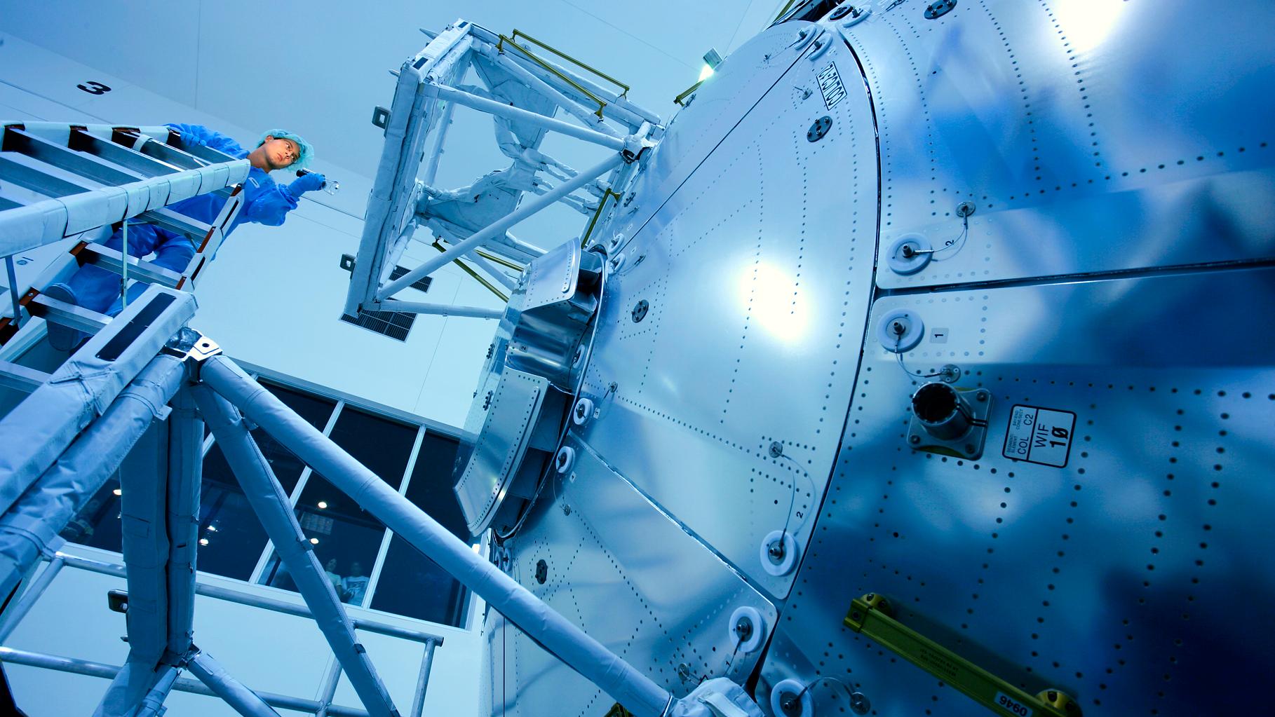 Außenansicht des europäischen Columbus-Labors