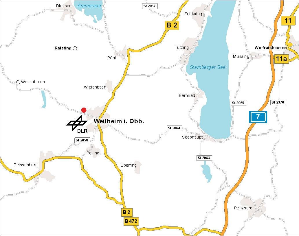 DLR Weilheim - Anreise, Regional