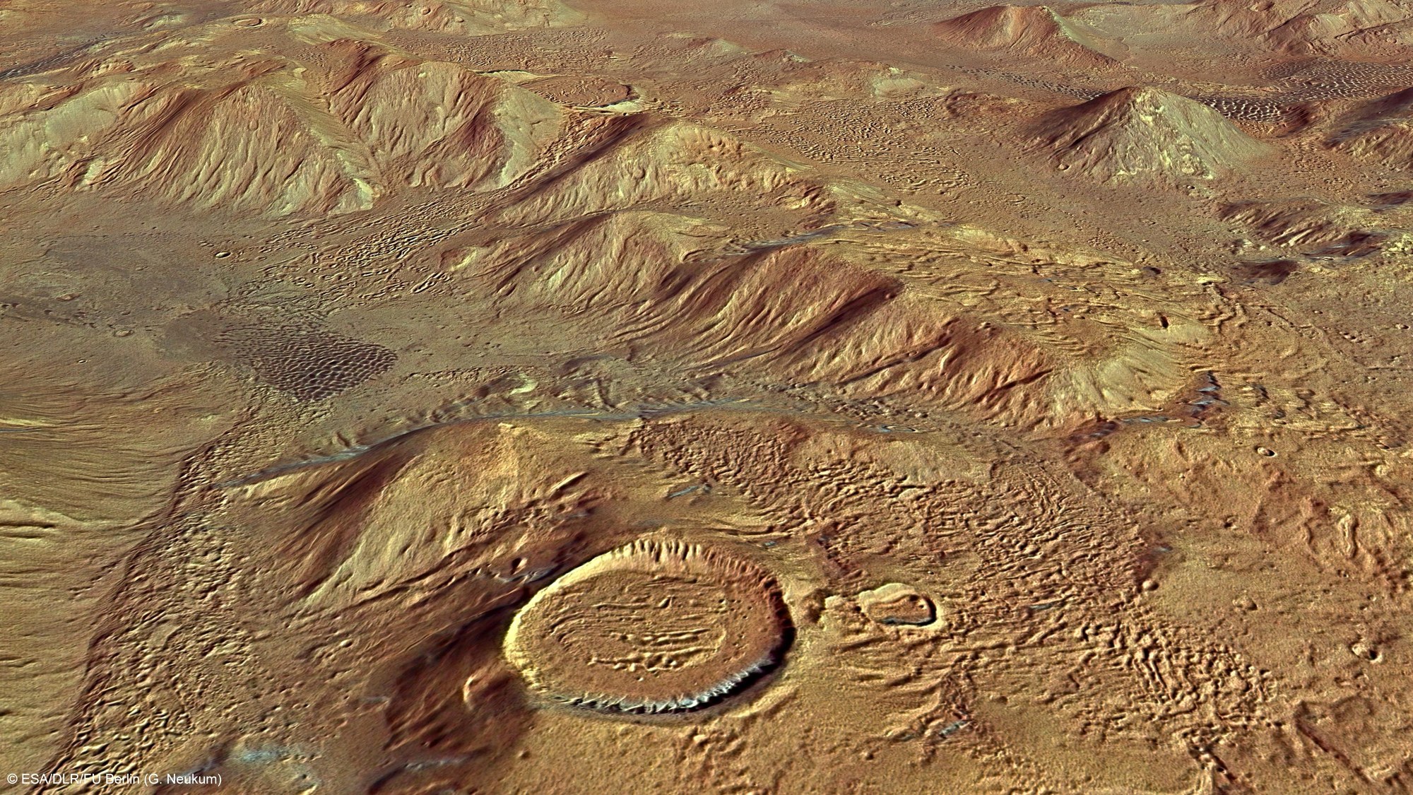 Perspektivische Ansicht eines Teils der Nereidum Montes