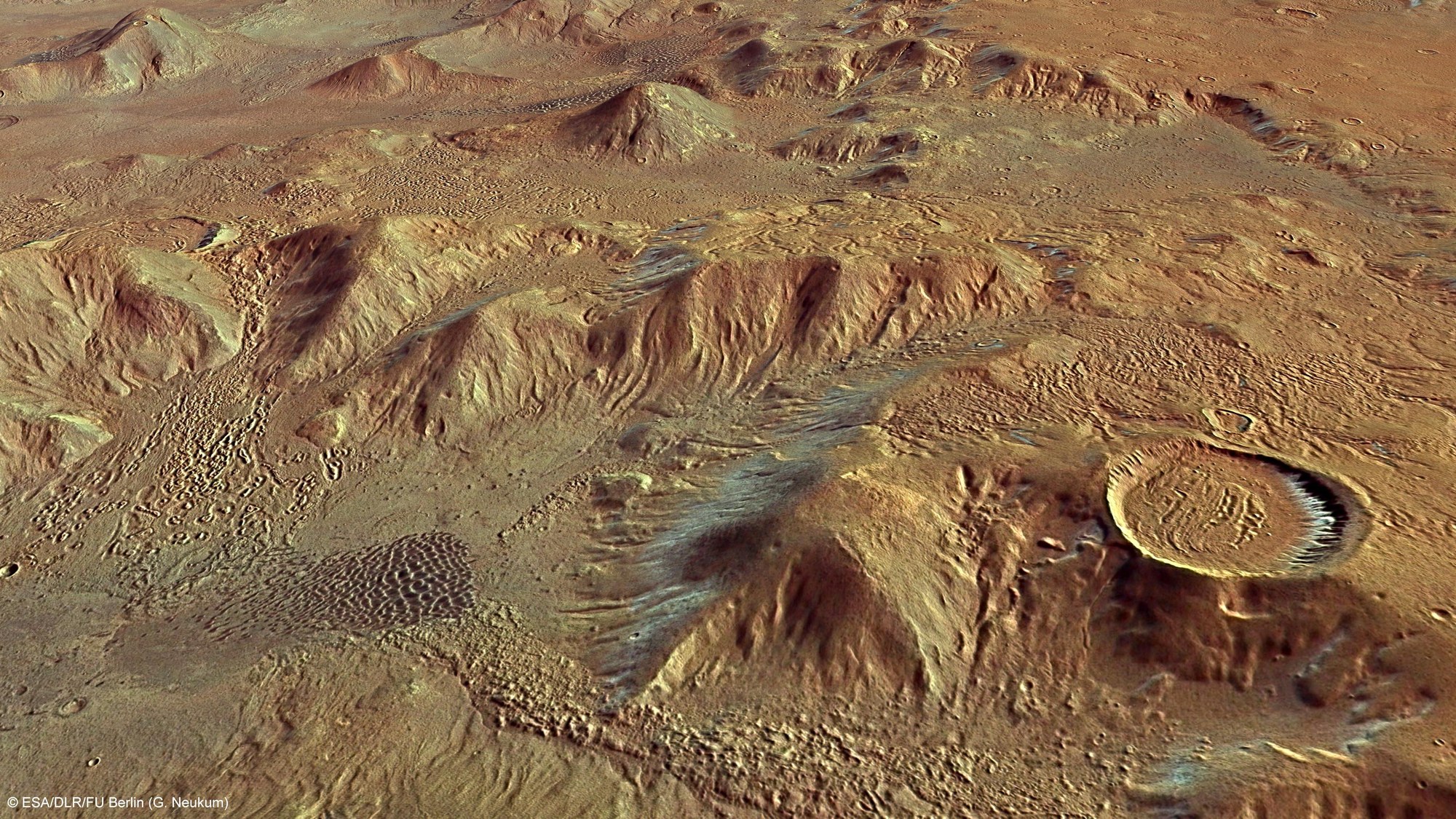 Perspektivische Ansicht eines Teils der Nereidum Montes