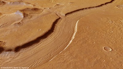 Schutt- und Geröllablagerungen in Reull Vallis