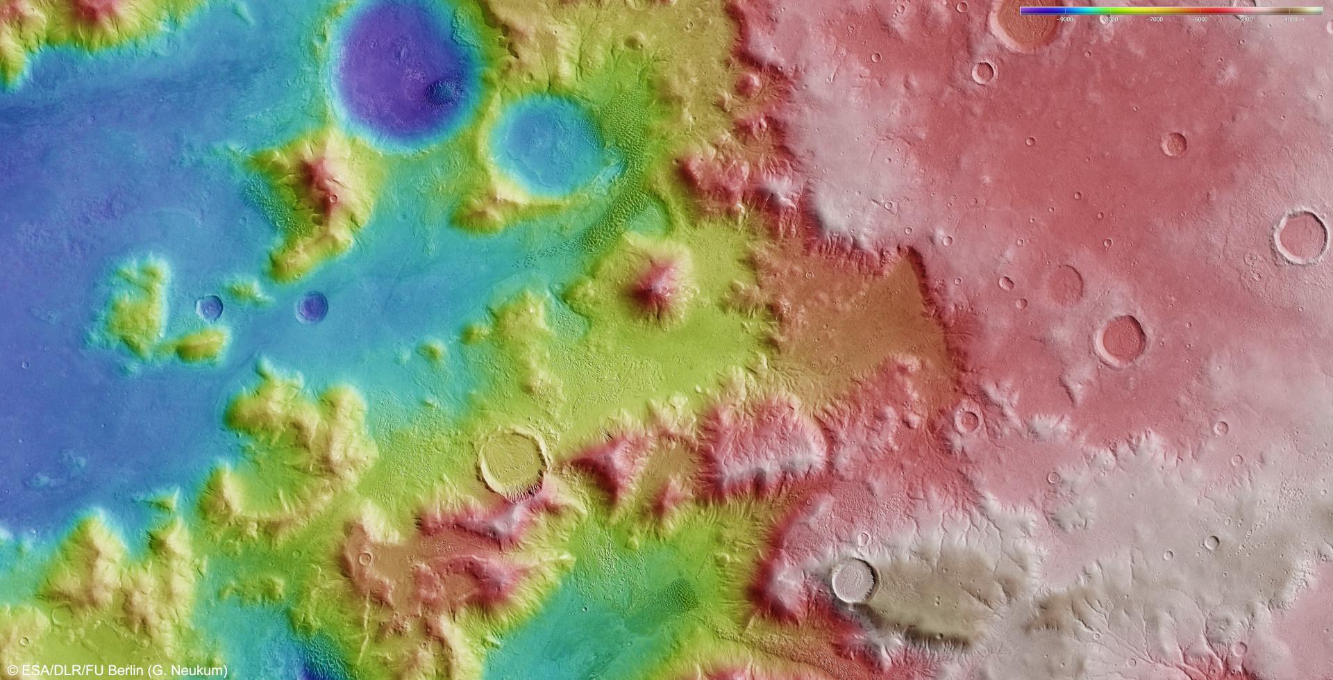 Topographische Karte eines Teils der Nereidum Montes