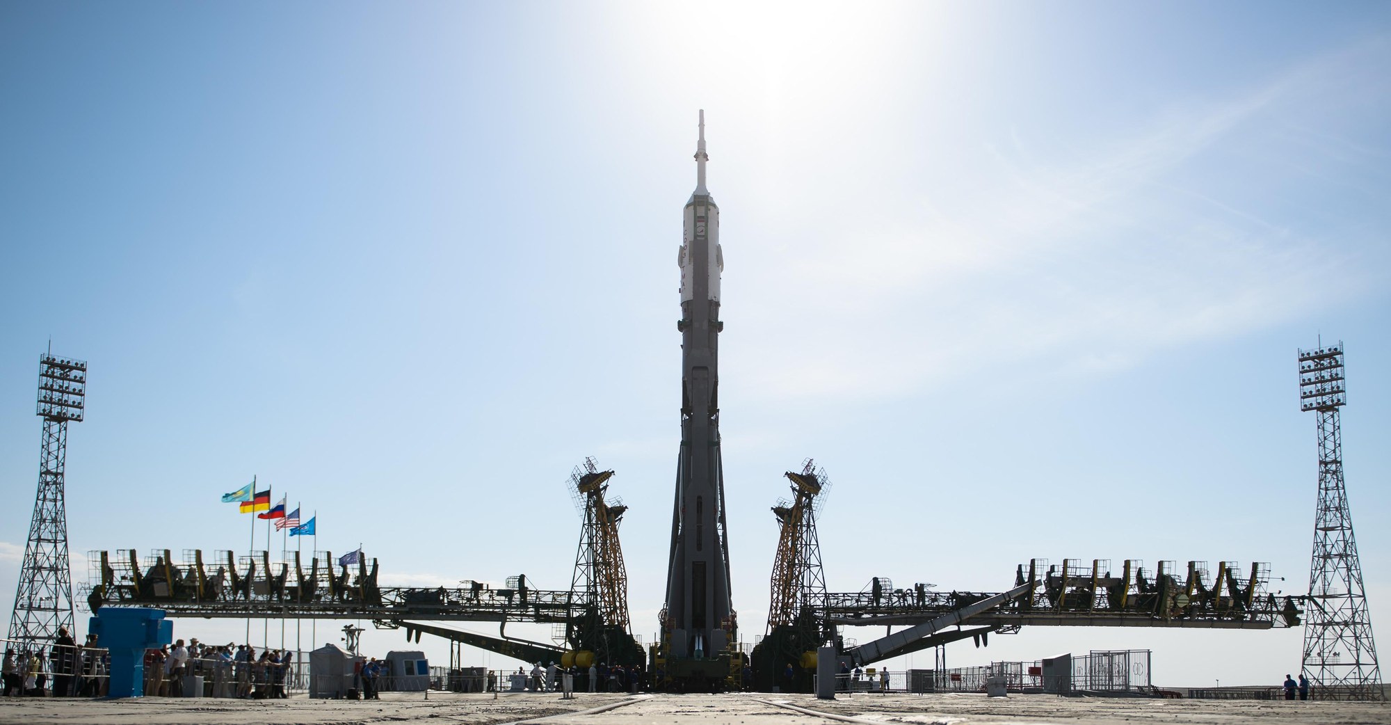 Die Sojus-Rakete auf ihrem Startplatz
