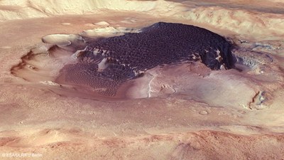 Perspektivische Ansicht des Kraters Rabe