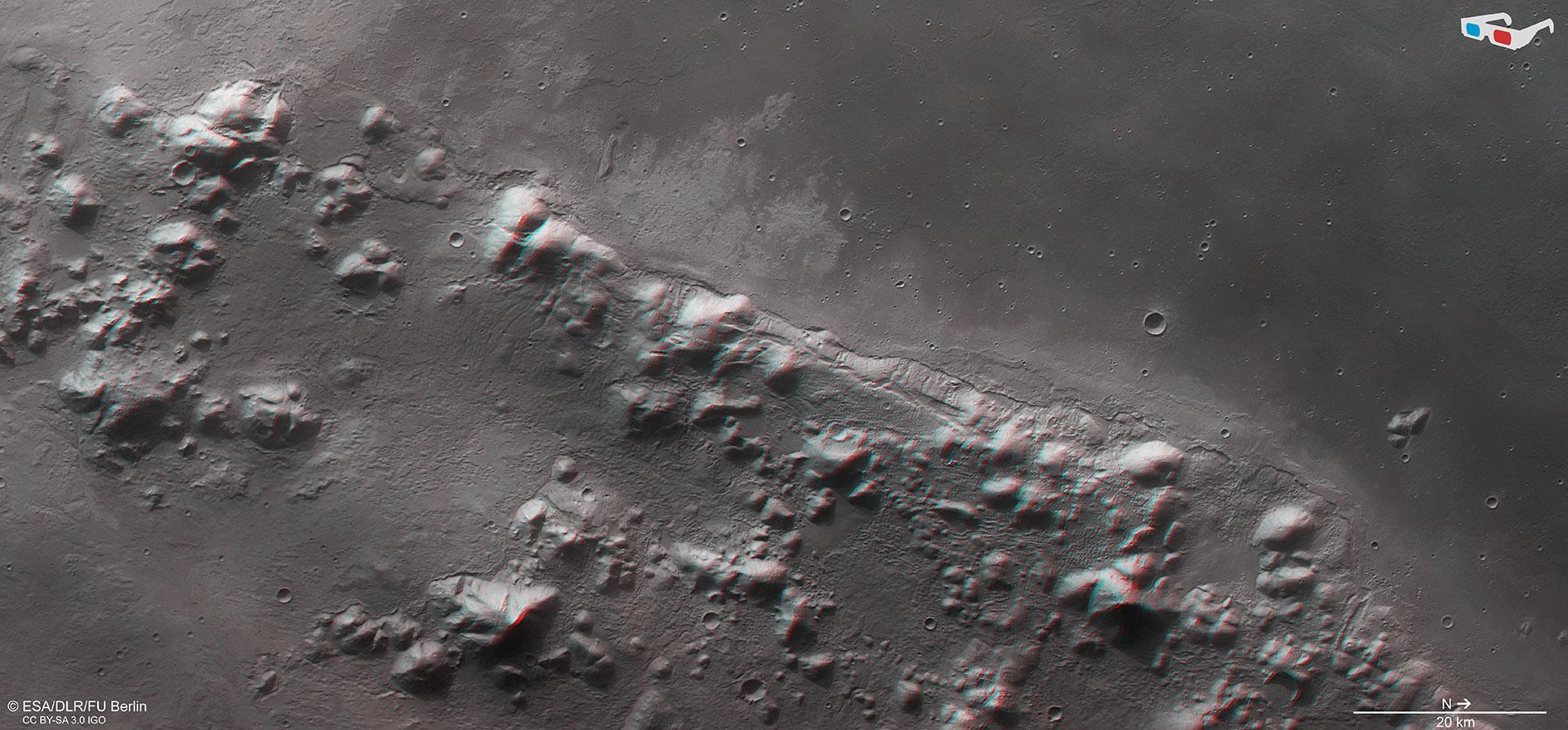 3D-Ansicht (Anaglyphenbild) des Südteils der Phlegra Montes