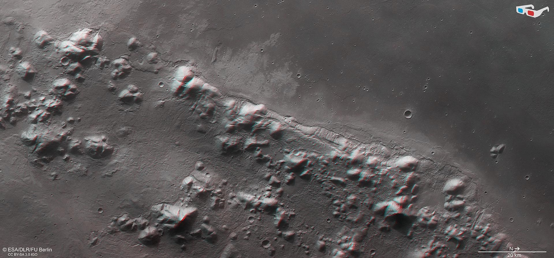 3D-Ansicht (Anaglyphenbild) des Südteils der Phlegra Montes