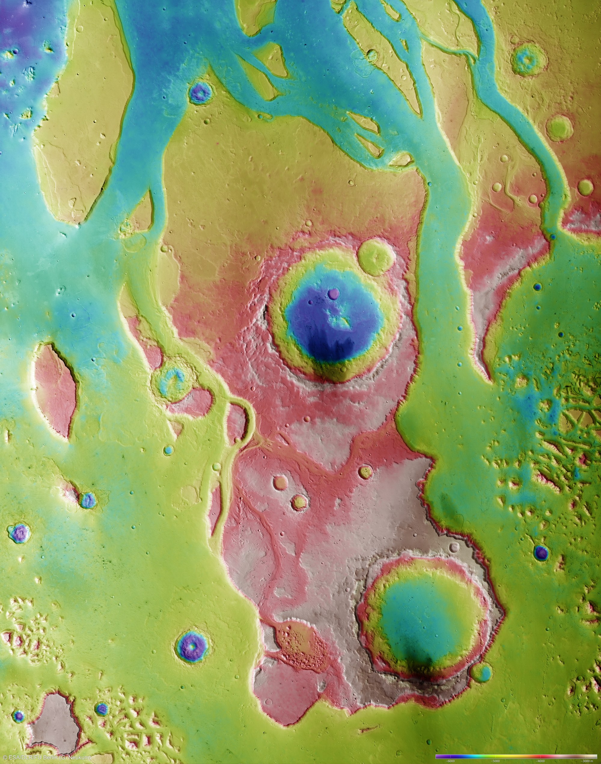 Tiu Vallis - Farbcodiertes Höhenmodell