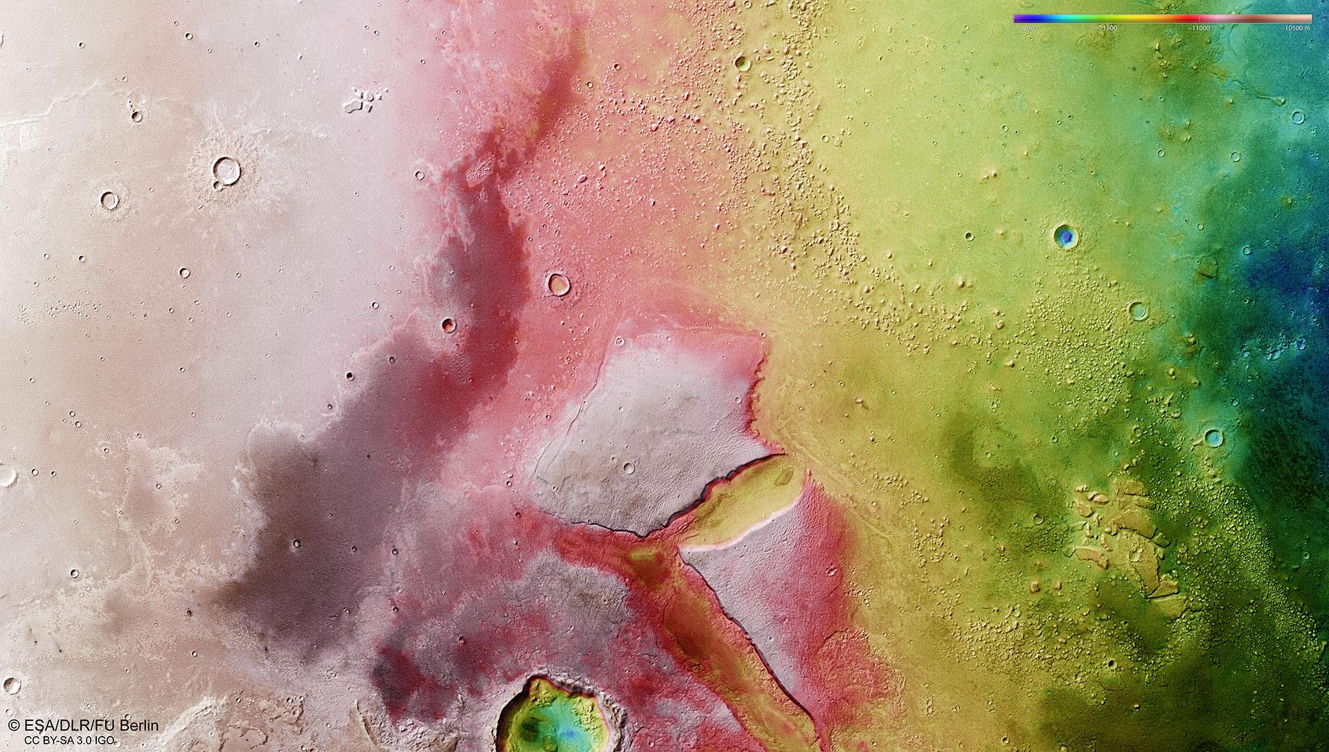 Topographische Bildkarte eines Teils der Cydonia-Region