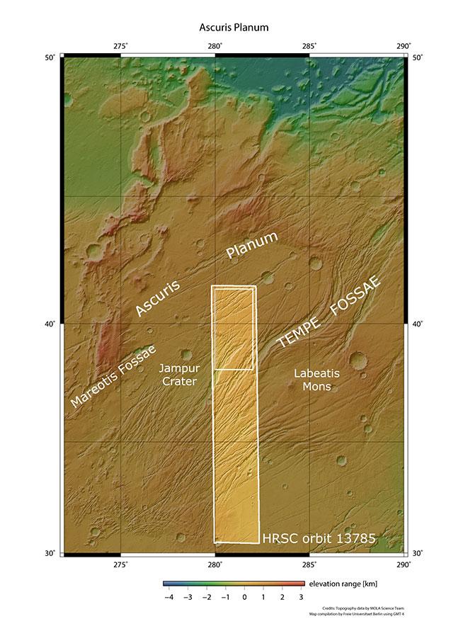 Regionale Übersichtskarte von Ascuris Planum