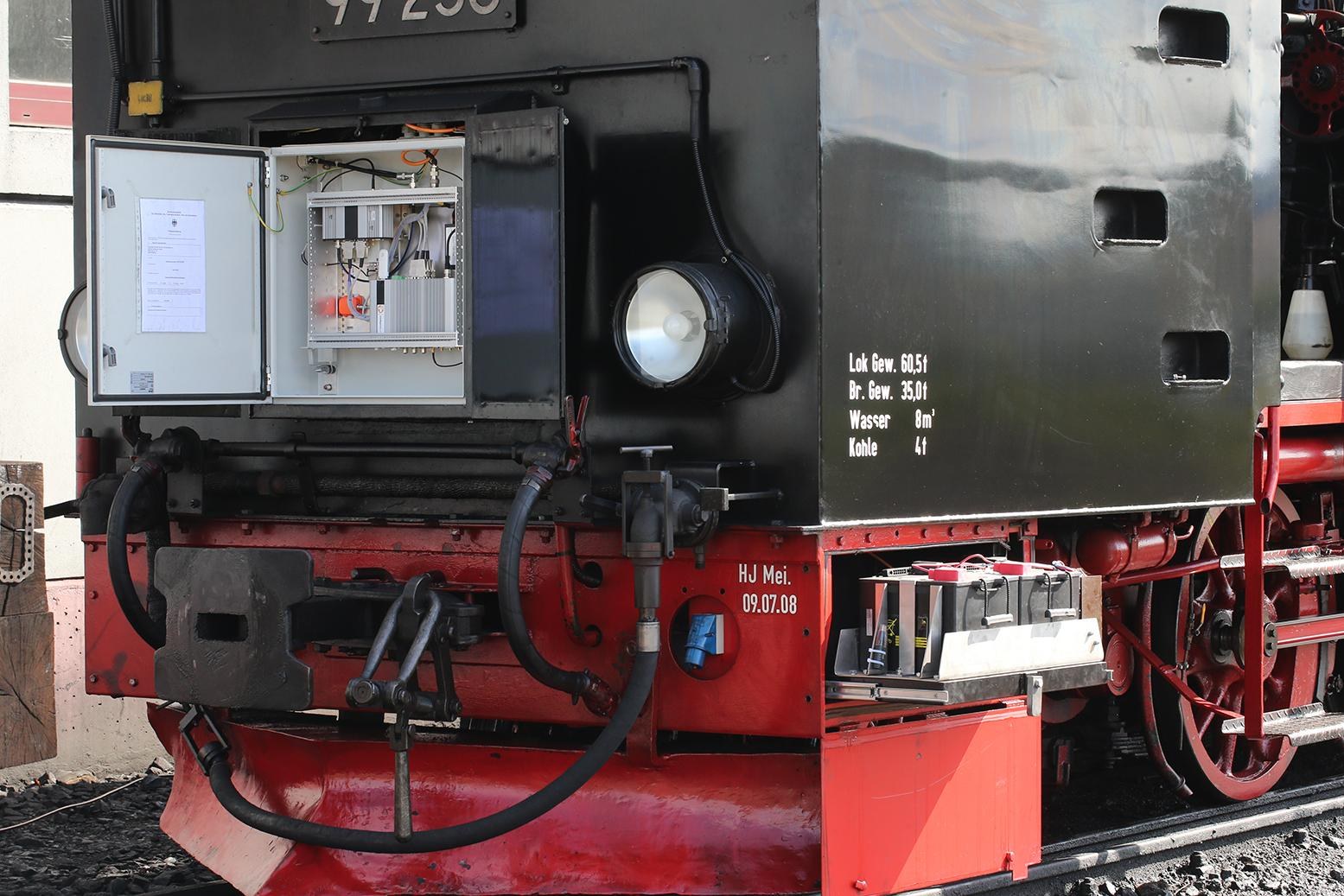 Dampflok ausgerüstet mit dem Kollisionsvermeidungssystem