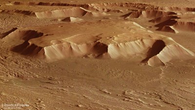 Perspektivische Ansicht eines Tafelbergs in Aeolis Mensae
