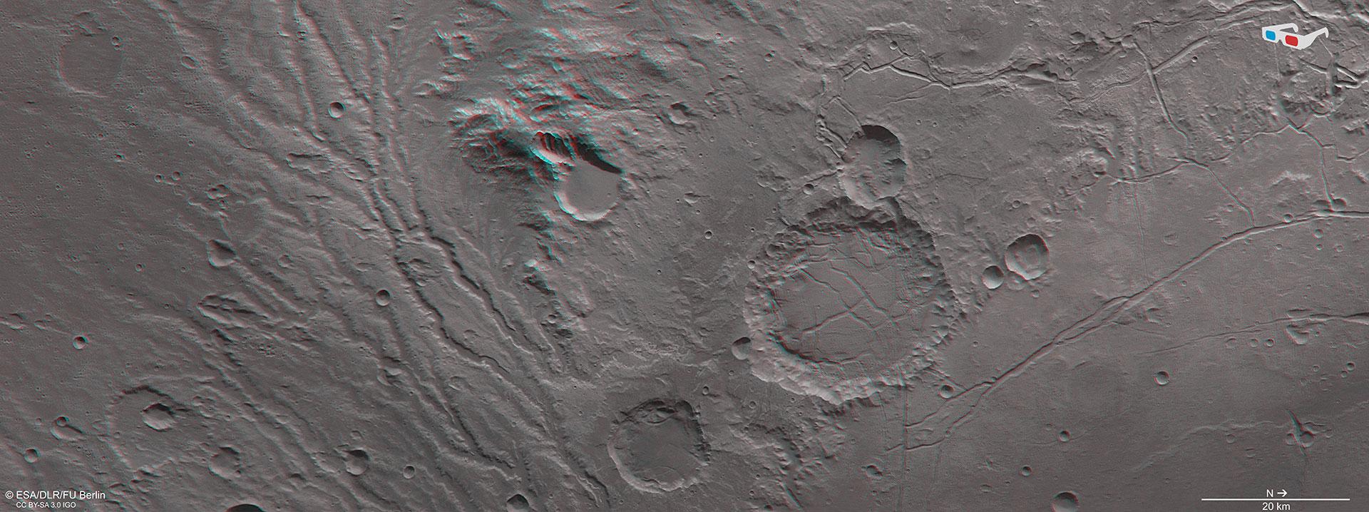 Anaglyphenbild des westlichen Teils der Arda Valles