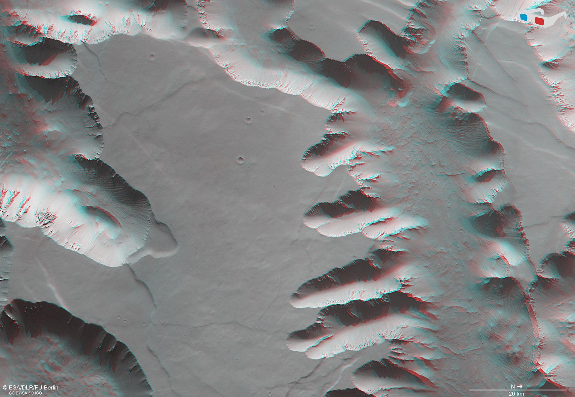 Anaglyphenbild von Noctis Labyrinthus