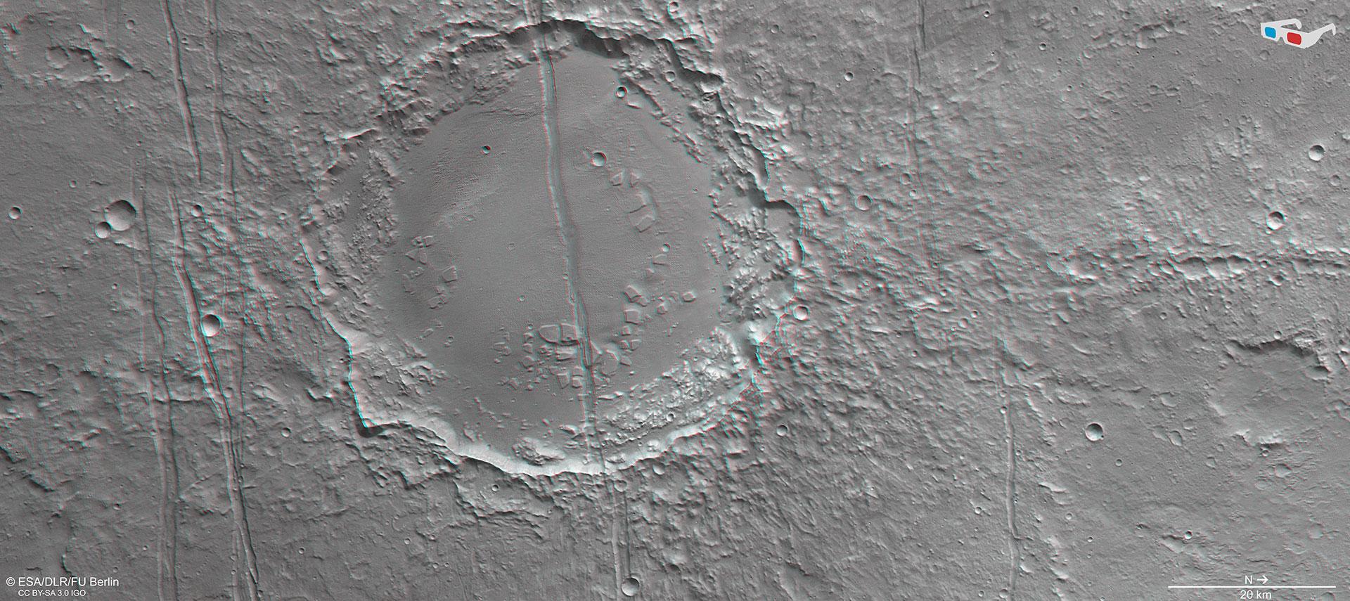 3D-Bild einer tektonischen Störungszone in Memnonia Fossae
