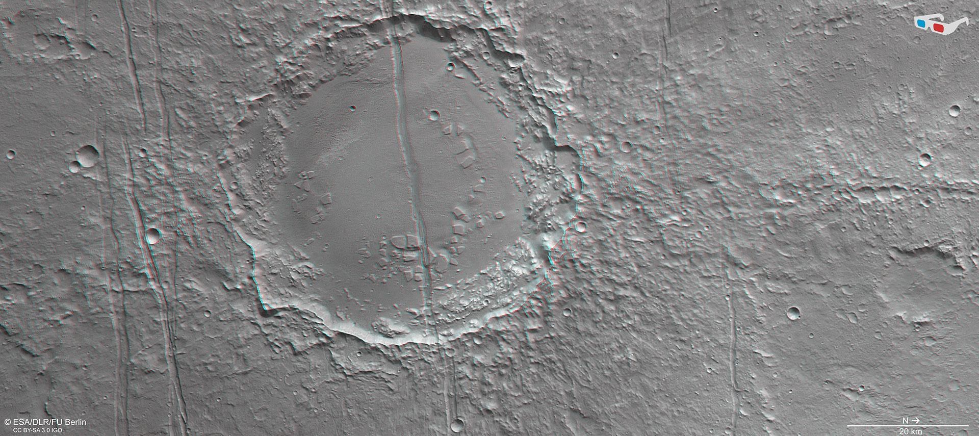 3D-Bild einer tektonischen Störungszone in Memnonia Fossae
