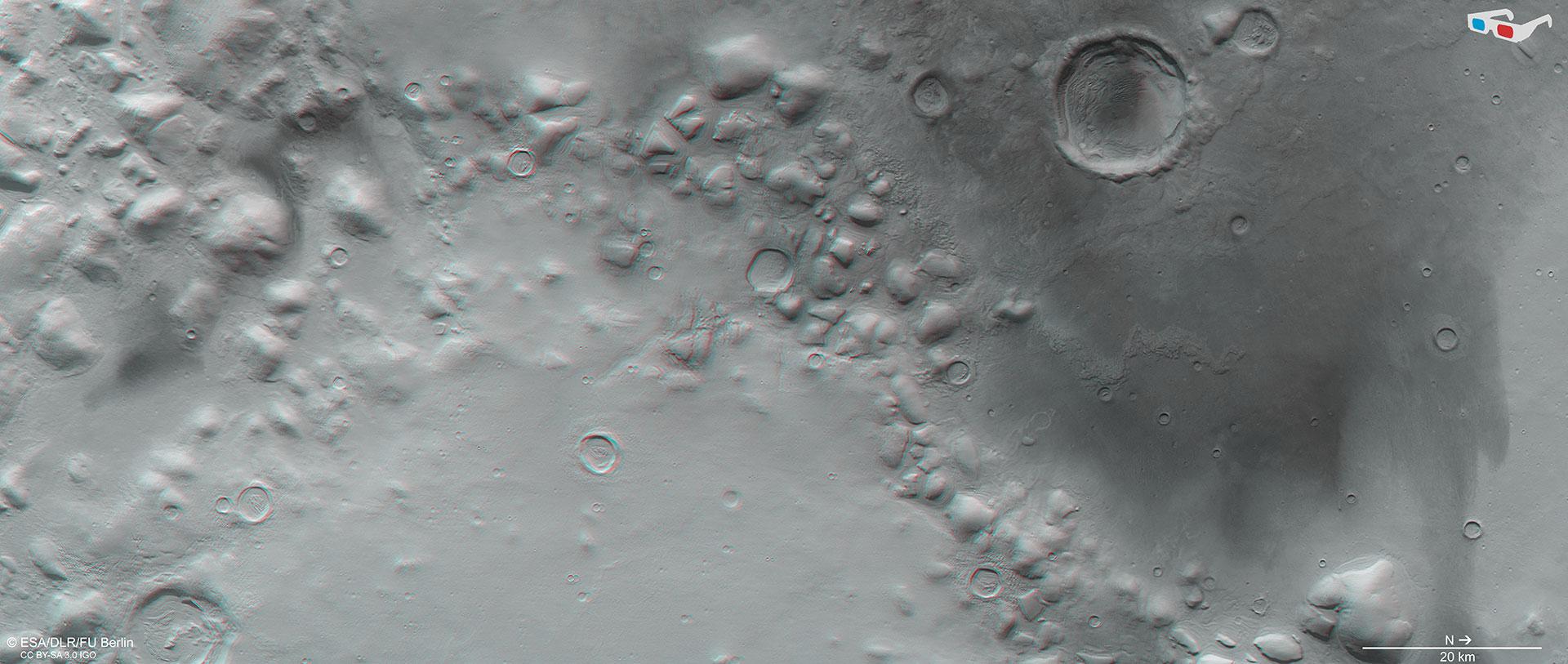 Anaglyphenbild der Colles Nili